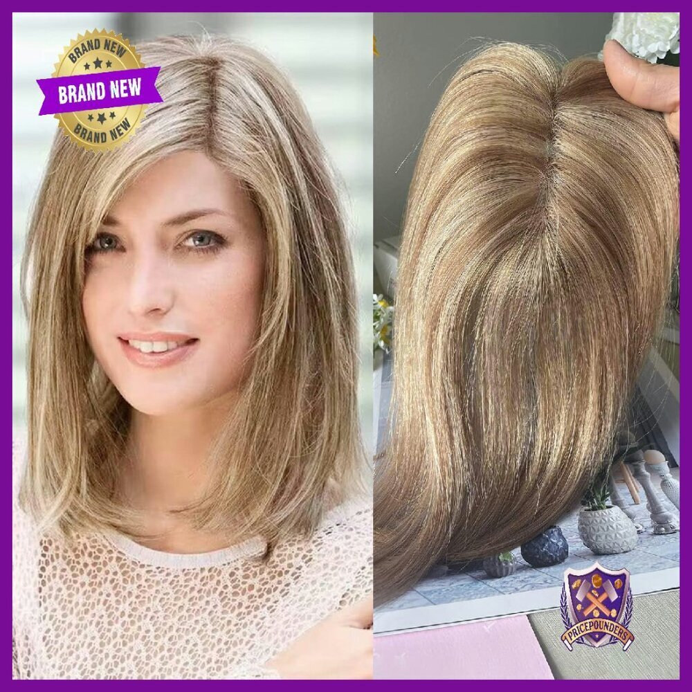 Real Human Hair Topper with Bangs for Thinning Hair Clip-In